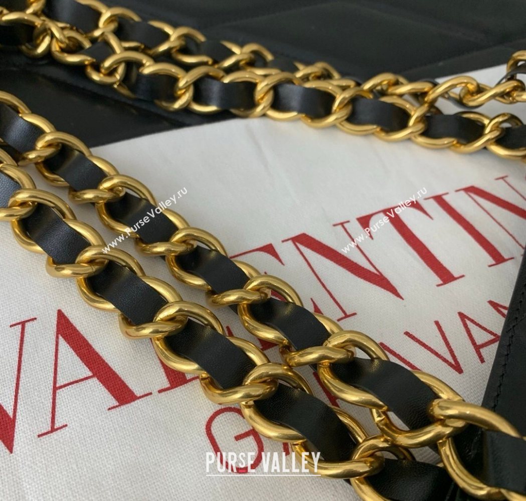 Valentino Laseine Shopping Bag in V Shiny and Matte Nappa Leather Black 2026 0084 (LKF-260120027)