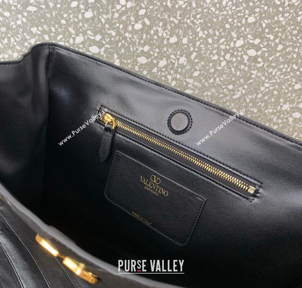 Valentino Laseine Shopping Bag in V Shiny and Matte Nappa Leather Black 2026 0084 (LKF-260120027)
