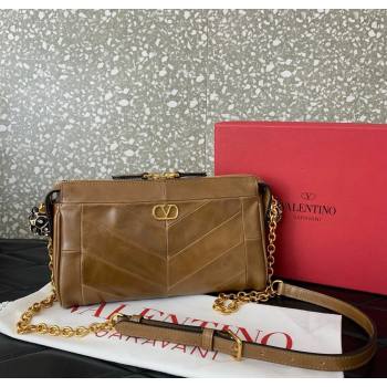 Valentino Panthea Small HandBag in V Shiny and Matte Nappa Leather Brown2 2026 0075 (LKF-260120013)