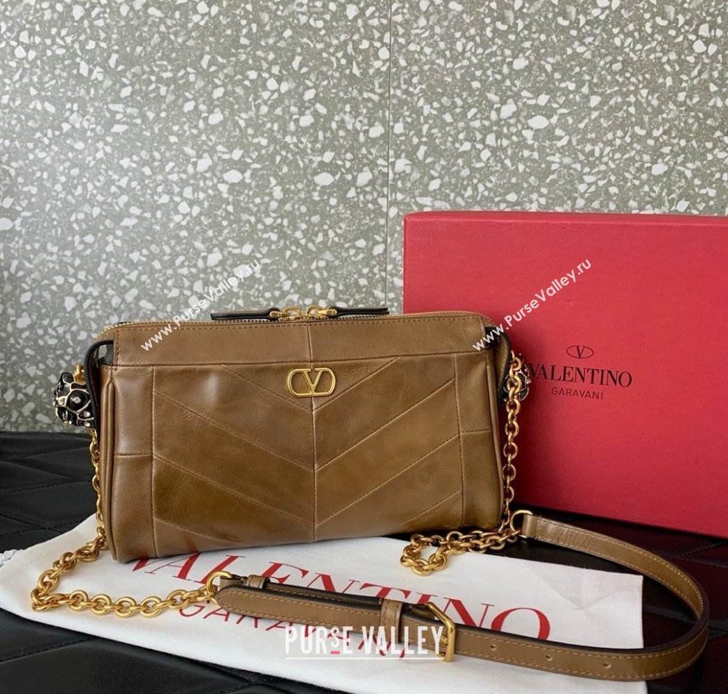 Valentino Panthea Small HandBag in V Shiny and Matte Nappa Leather Brown2 2026 0075 (LKF-260120013)