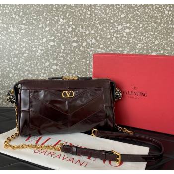 Valentino Panthea Small HandBag in V Shiny and Matte Nappa Leather Dark Burgundy 2026 0075 (LKF-260120014)