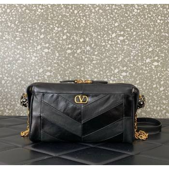 Valentino Panthea Small HandBag in V Shiny and Matte Nappa Leather Black 2026 0075 (LKF-260120011)