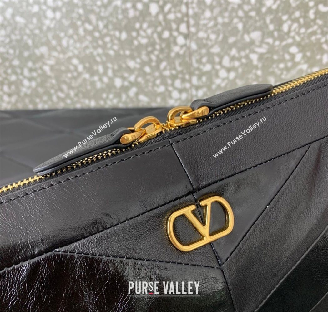 Valentino Panthea Small HandBag in V Shiny and Matte Nappa Leather Black 2026 0075 (LKF-260120011)