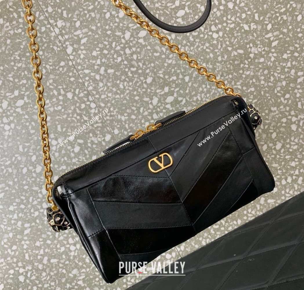 Valentino Panthea Small HandBag in V Shiny and Matte Nappa Leather Black 2026 0075 (LKF-260120011)