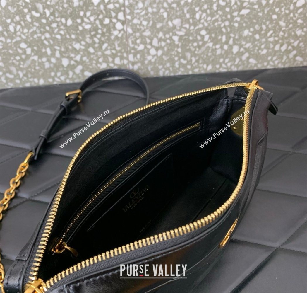 Valentino Panthea Small HandBag in V Shiny and Matte Nappa Leather Black 2026 0075 (LKF-260120011)