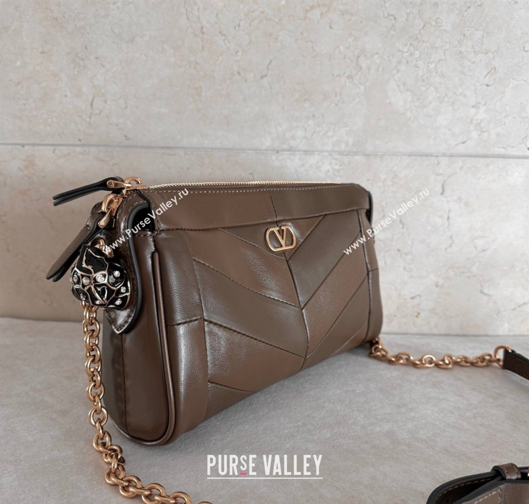 Valentino Panthea Small HandBag in V Shiny and Matte Nappa Leather Oak Brown 2026 8900 (JD-260120015)
