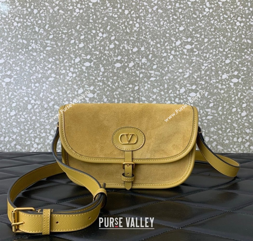 Valentino Antibes Small Shoulder Bag in Suede Yellow 2026 2088 (LKF-260120005)