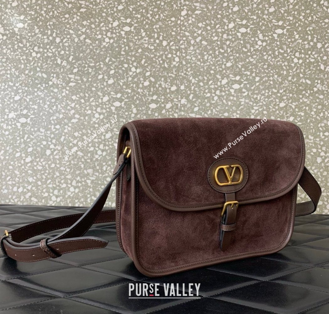 Valentino Antibes Shoulder Bag in Suede Dark Brown 2026 2078 (LKF-260120001)