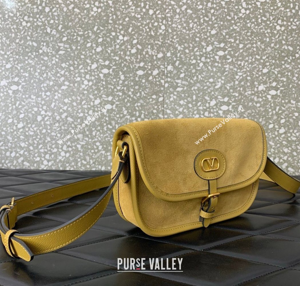 Valentino Antibes Small Shoulder Bag in Suede Yellow 2026 2088 (LKF-260120005)