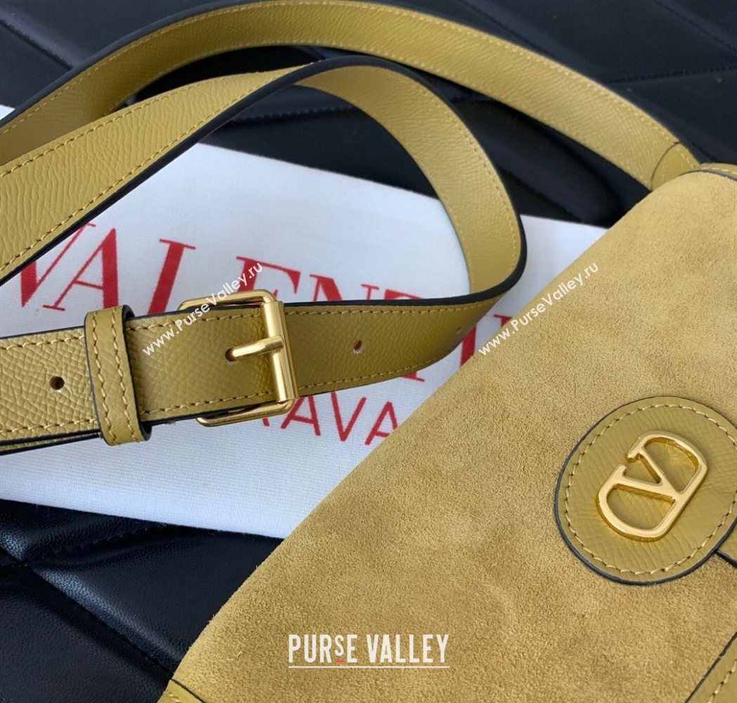 Valentino Antibes Small Shoulder Bag in Suede Yellow 2026 2088 (LKF-260120005)