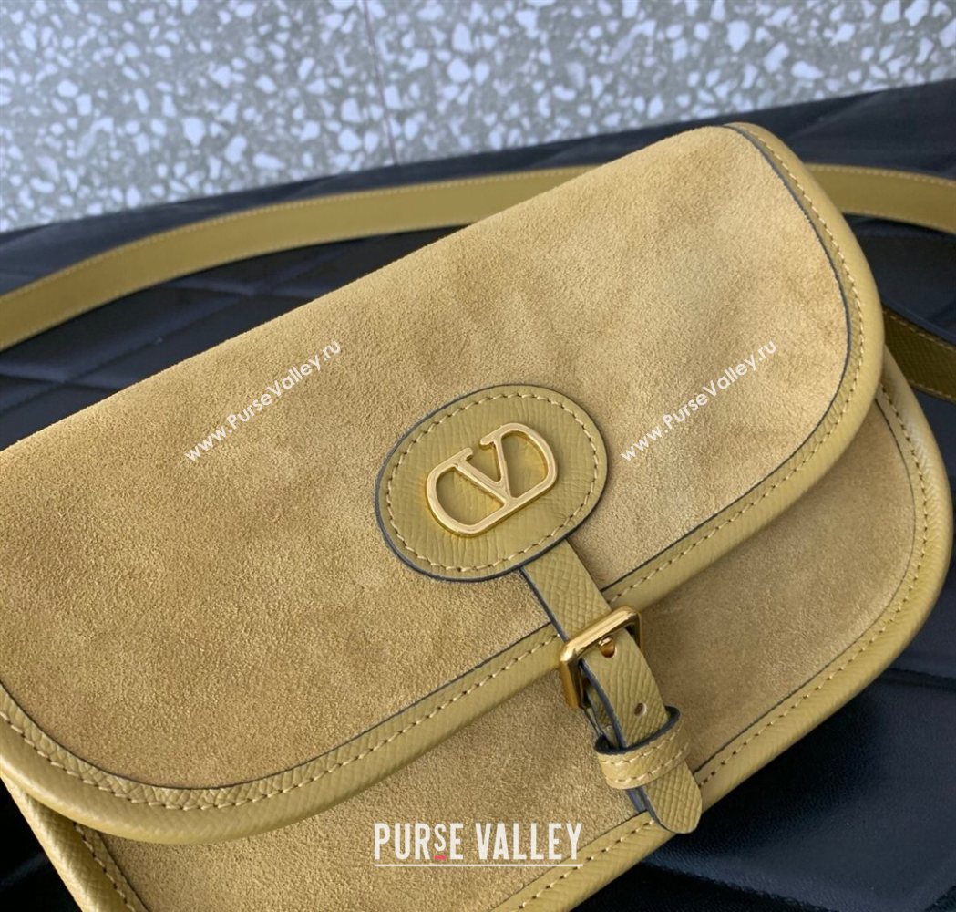 Valentino Antibes Small Shoulder Bag in Suede Yellow 2026 2088 (LKF-260120005)