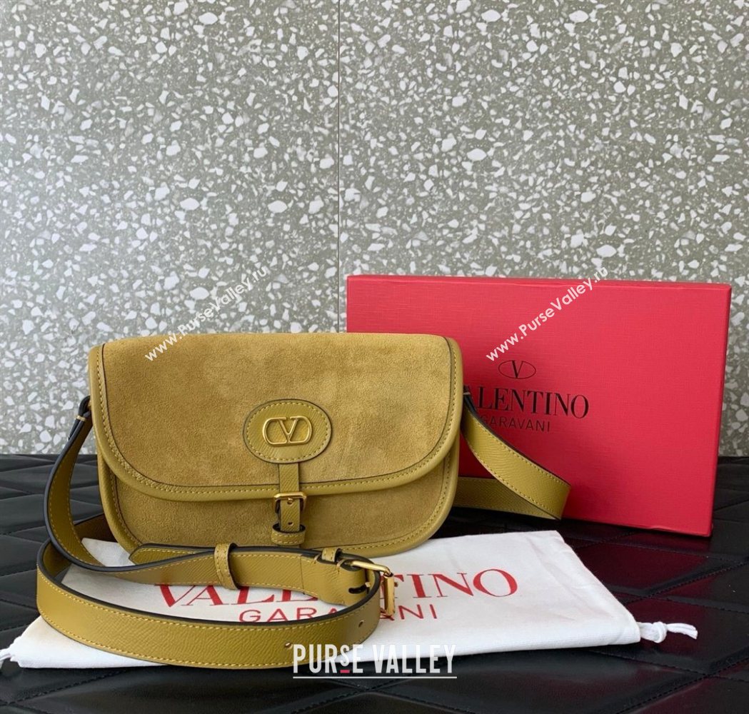 Valentino Antibes Small Shoulder Bag in Suede Yellow 2026 2088 (LKF-260120005)