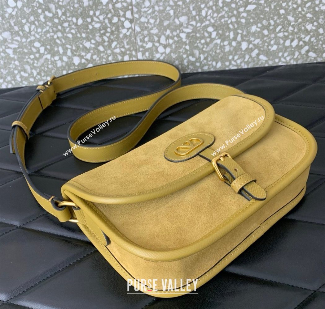 Valentino Antibes Small Shoulder Bag in Suede Yellow 2026 2088 (LKF-260120005)