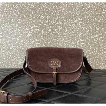 Valentino Antibes Small Shoulder Bag in Suede Dark Brown 2026 2088 (LKF-260120006)