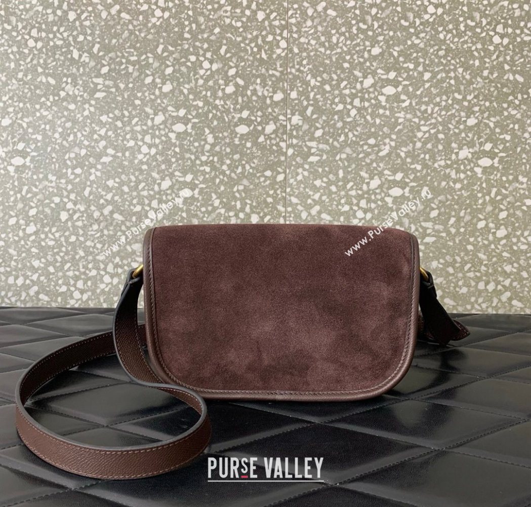 Valentino Antibes Small Shoulder Bag in Suede Dark Brown 2026 2088 (LKF-260120006)