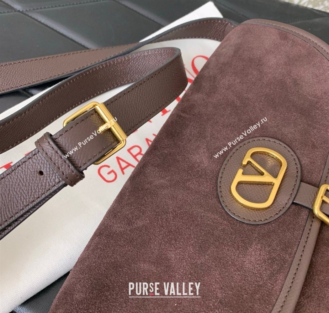Valentino Antibes Shoulder Bag in Suede Dark Brown 2026 2078 (LKF-260120001)