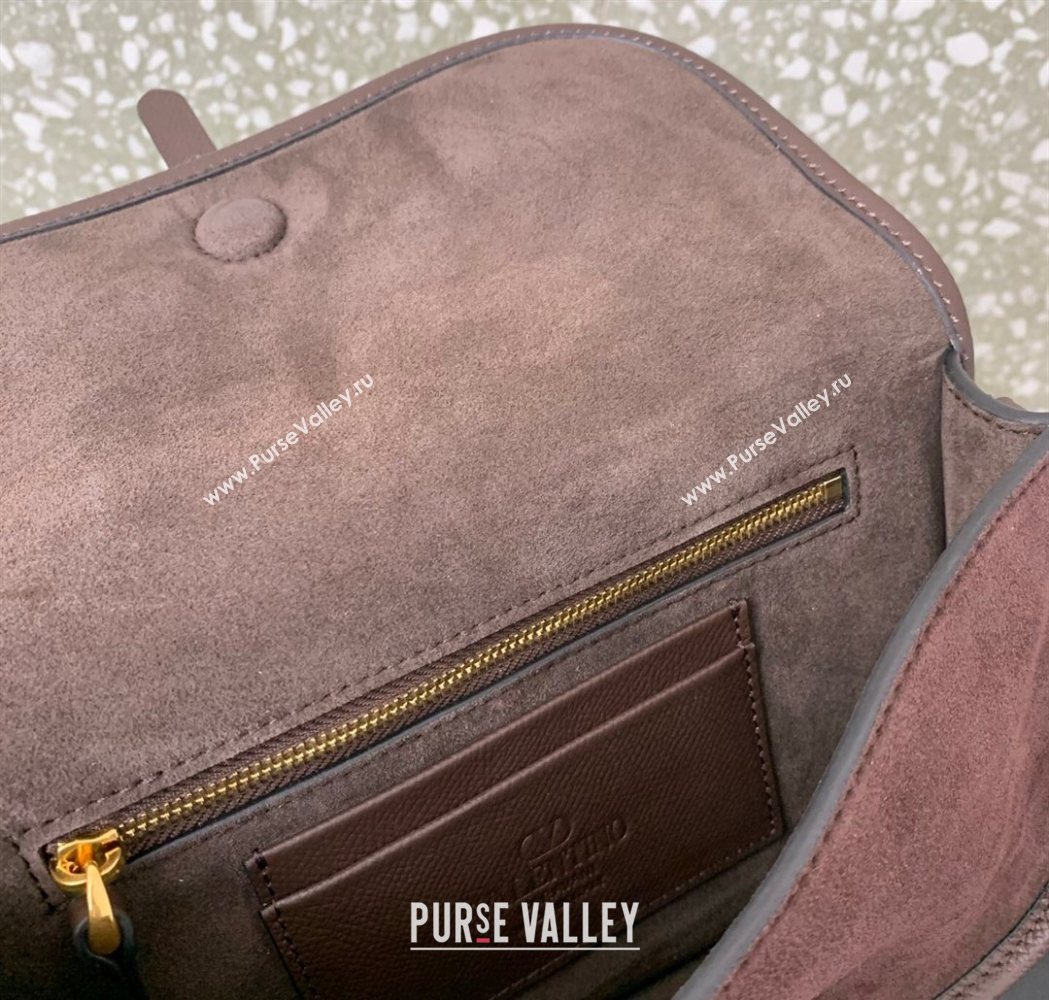 Valentino Antibes Small Shoulder Bag in Suede Dark Brown 2026 2088 (LKF-260120006)