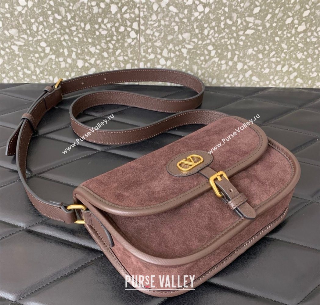 Valentino Antibes Small Shoulder Bag in Suede Dark Brown 2026 2088 (LKF-260120006)