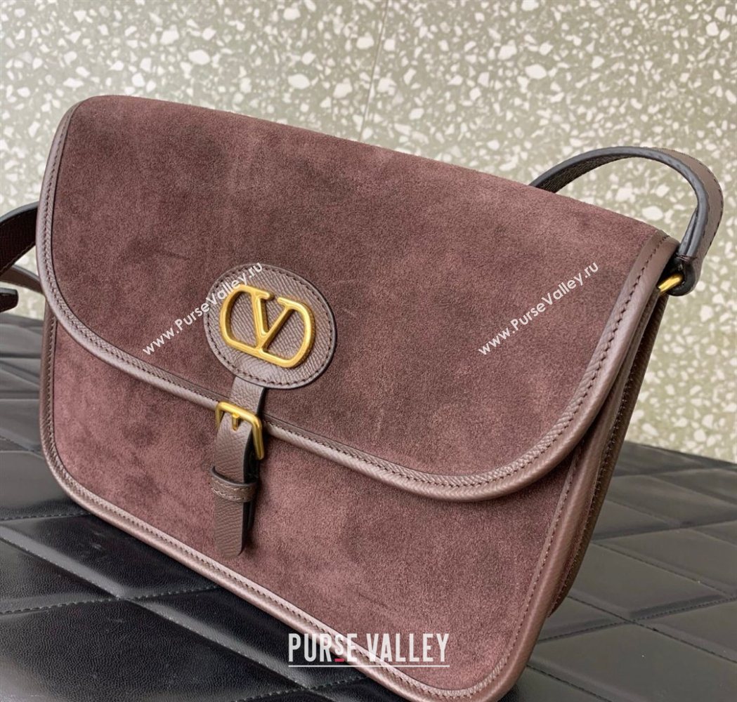 Valentino Antibes Shoulder Bag in Suede Dark Brown 2026 2078 (LKF-260120001)