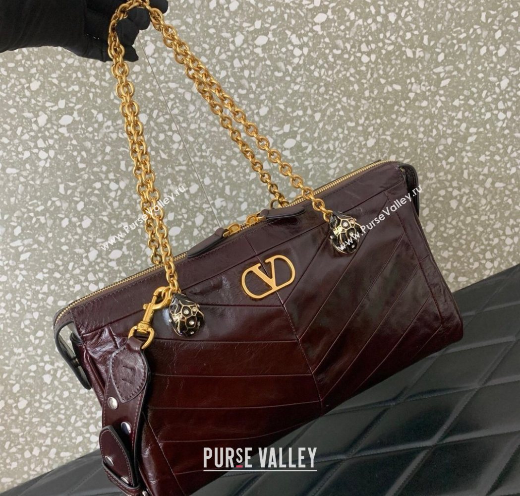 Valentino Panthea HandBag in V Shiny and Matte Nappa Leather Dark Burgundy 2026 0070 (LKF-260120009)