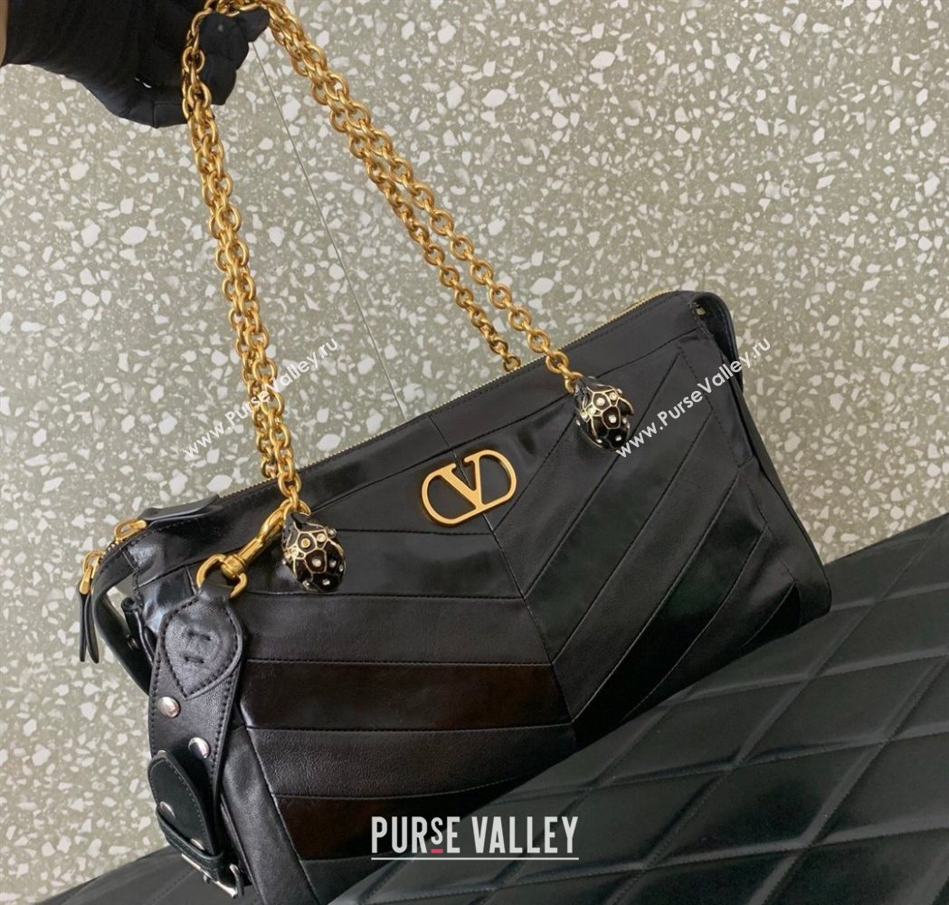 Valentino Panthea HandBag in V Shiny and Matte Nappa Leather Black 2026 0070 (LKF-260120008)