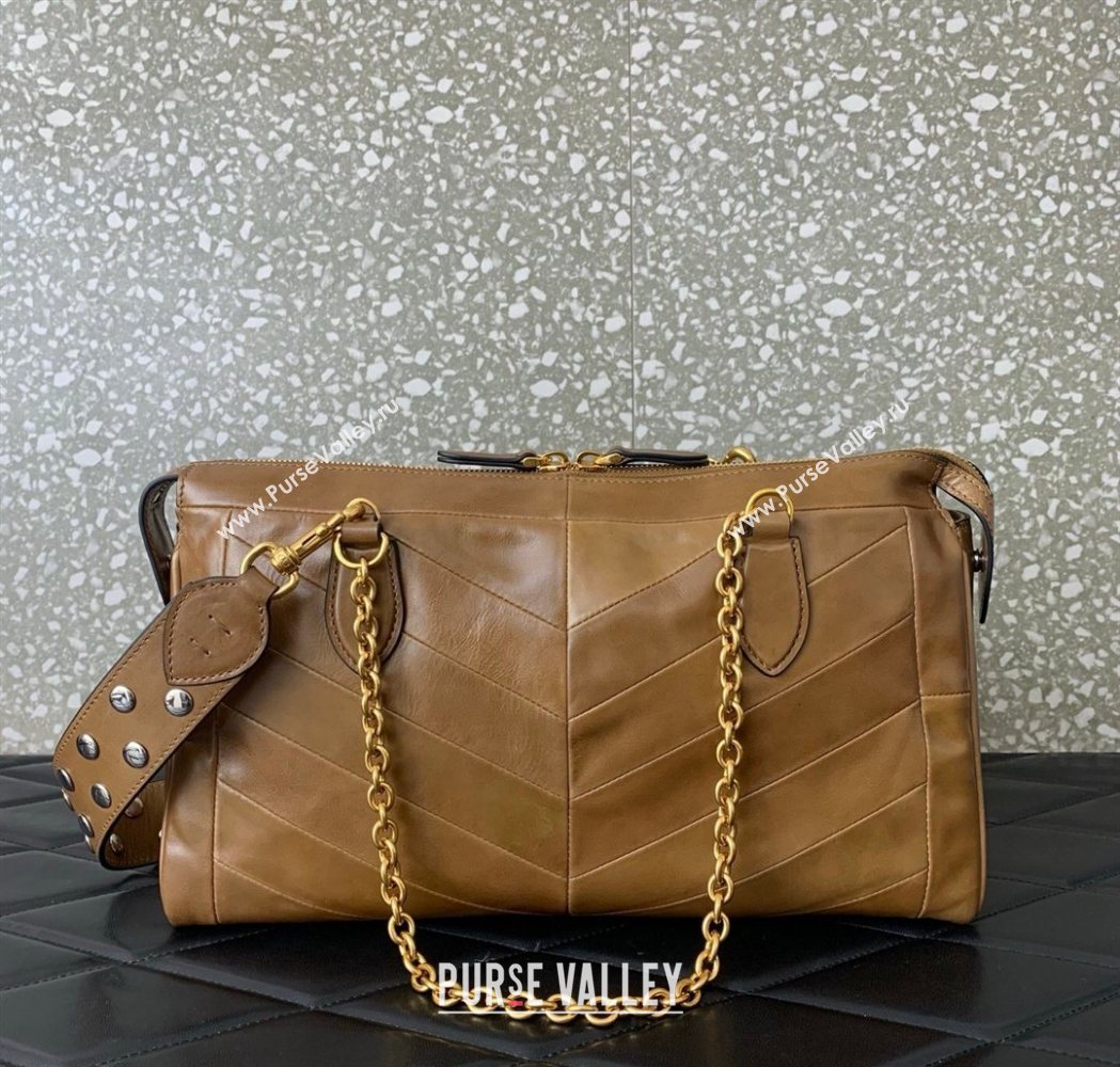 Valentino Panthea HandBag in V Shiny and Matte Nappa Leather Brown2 2026 0070 (LKF-260120007)
