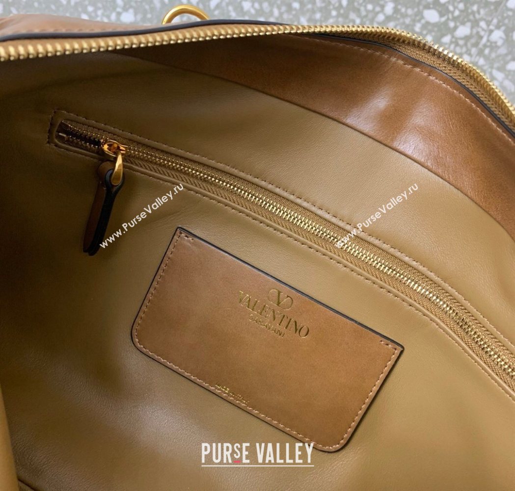 Valentino Panthea HandBag in V Shiny and Matte Nappa Leather Brown2 2026 0070 (LKF-260120007)