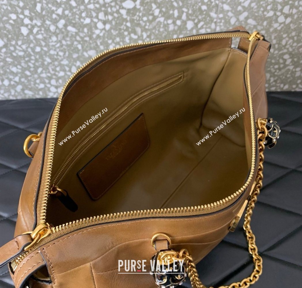 Valentino Panthea HandBag in V Shiny and Matte Nappa Leather Brown2 2026 0070 (LKF-260120007)