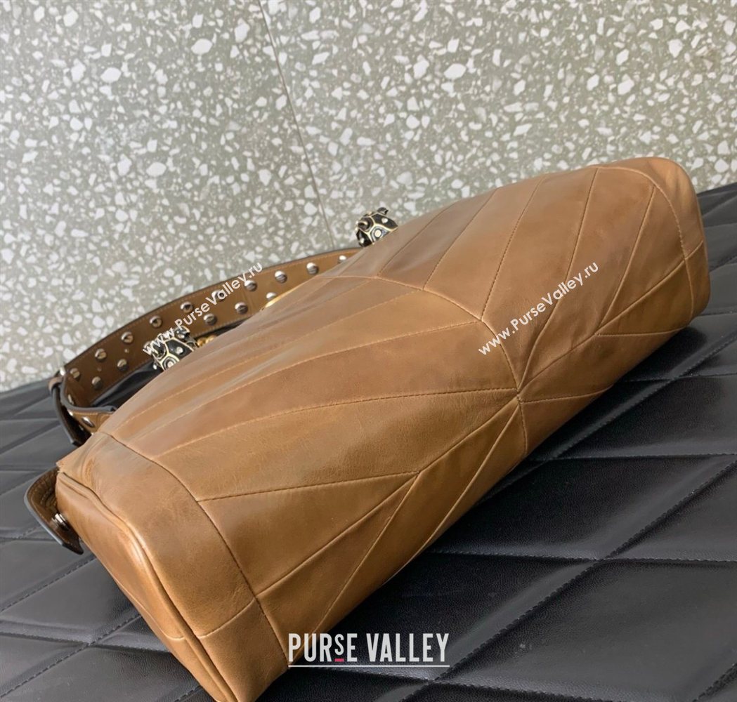 Valentino Panthea HandBag in V Shiny and Matte Nappa Leather Brown2 2026 0070 (LKF-260120007)