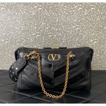 Valentino Panthea HandBag in V Shiny and Matte Nappa Leather Black 2026 0070 (LKF-260120008)