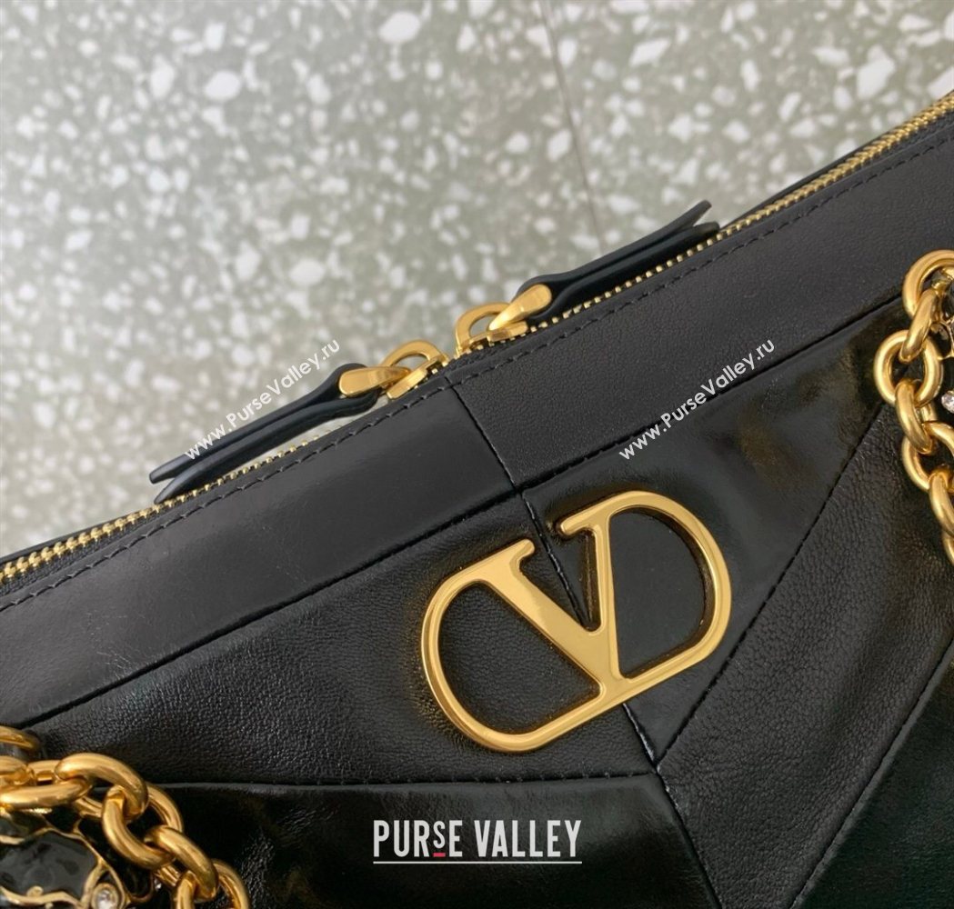 Valentino Panthea HandBag in V Shiny and Matte Nappa Leather Black 2026 0070 (LKF-260120008)