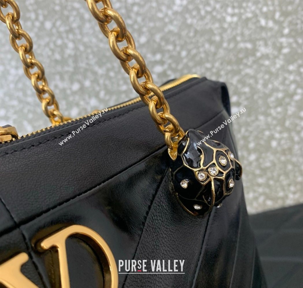 Valentino Panthea HandBag in V Shiny and Matte Nappa Leather Black 2026 0070 (LKF-260120008)