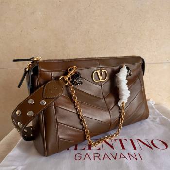Valentino Panthea HandBag in V Shiny and Matte Nappa Leather Oak Brown 2026 2025 (JD-260120016)