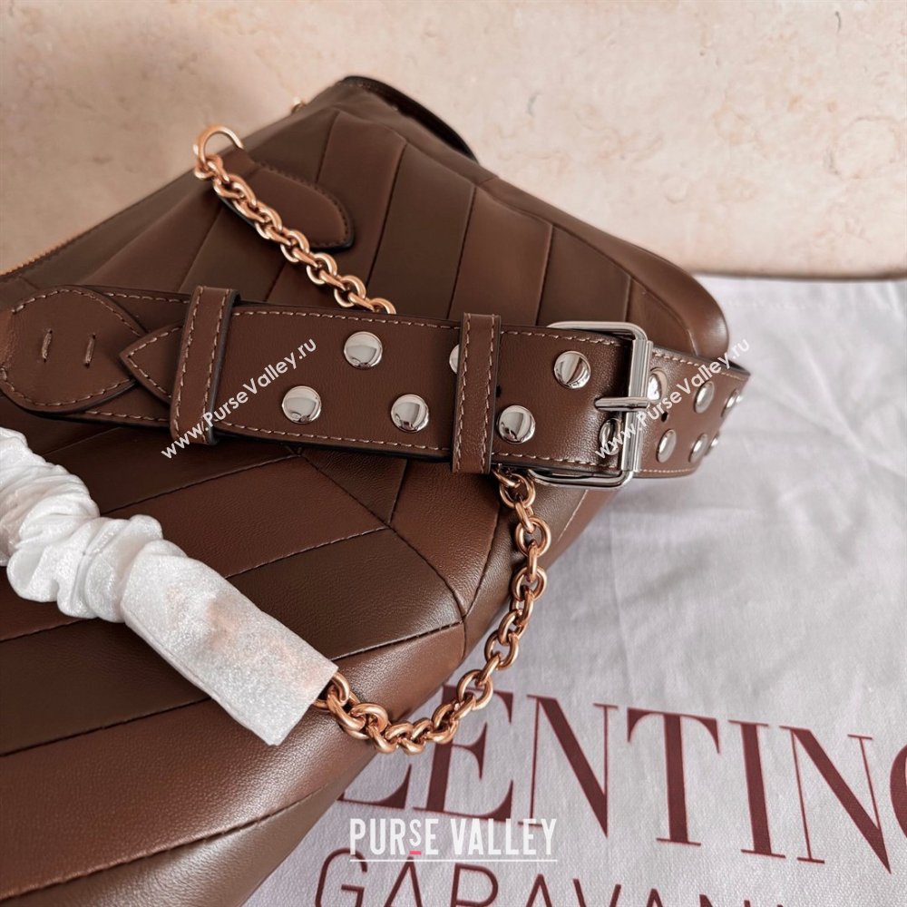 Valentino Panthea HandBag in V Shiny and Matte Nappa Leather Oak Brown 2026 2025 (JD-260120016)