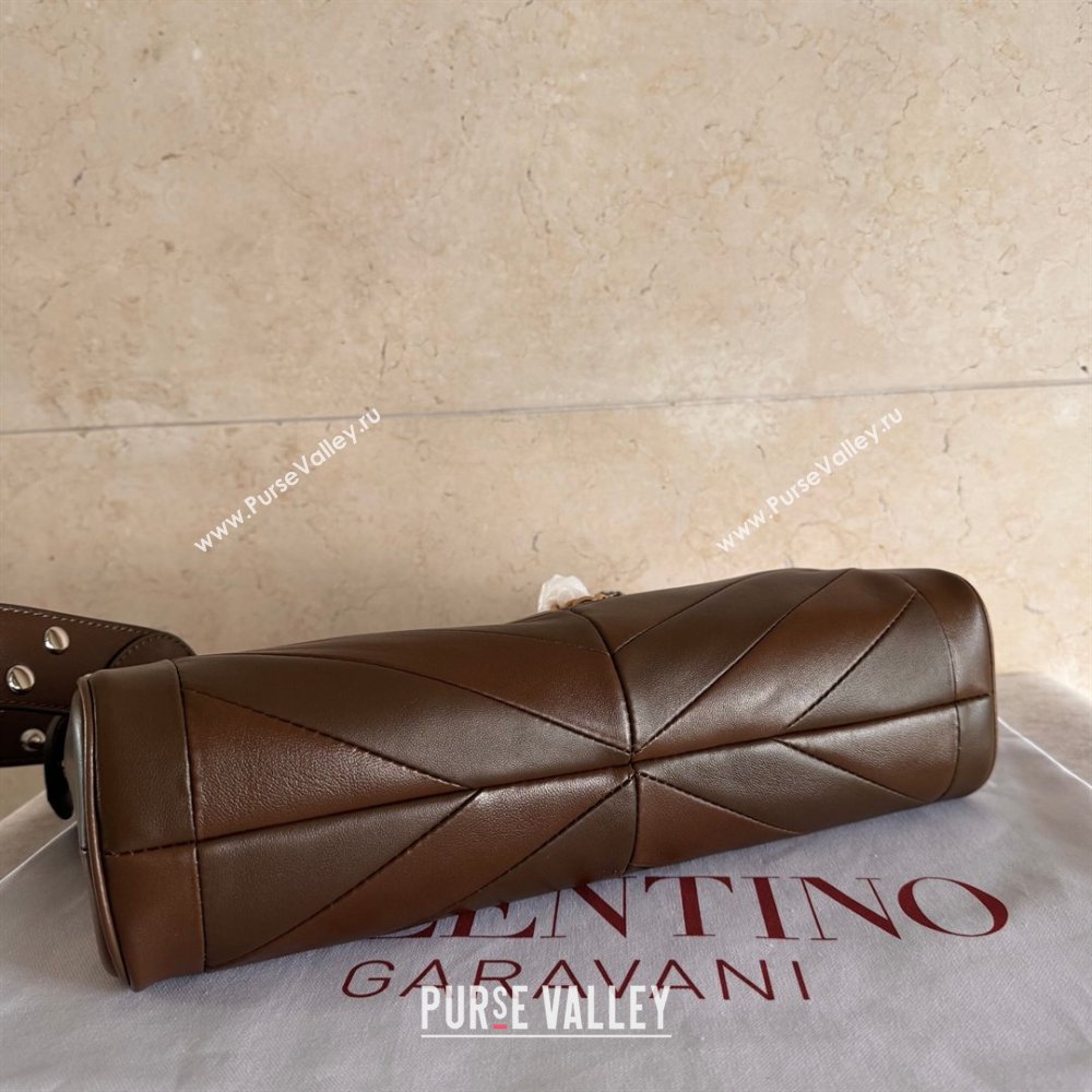 Valentino Panthea HandBag in V Shiny and Matte Nappa Leather Oak Brown 2026 2025 (JD-260120016)