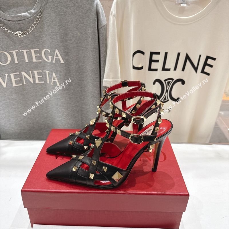 Valentino Studdy Pumps 9.5cm in Calfskin Leather Black 2026 0224 (MD-260224036)