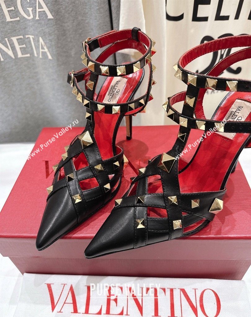 Valentino Studdy Pumps 9.5cm in Calfskin Leather Black 2026 0224 (MD-260224036)