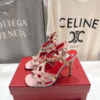 Valentino Studdy Heel Sandals 9.5cm in Calfskin Leather Pink 2026 0224 (MD-260224037)