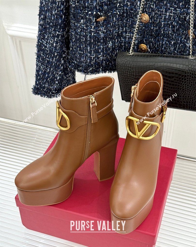 Valentino VLOGO Signature Platform Ankle Boots 12.5cm in Calfskin Leather Brown 2026 0224 (MD-260224027)
