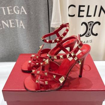 Valentino Studdy Heel Sandals 9.5cm in Calfskin Leather Red 2026 0224 (MD-260224038)