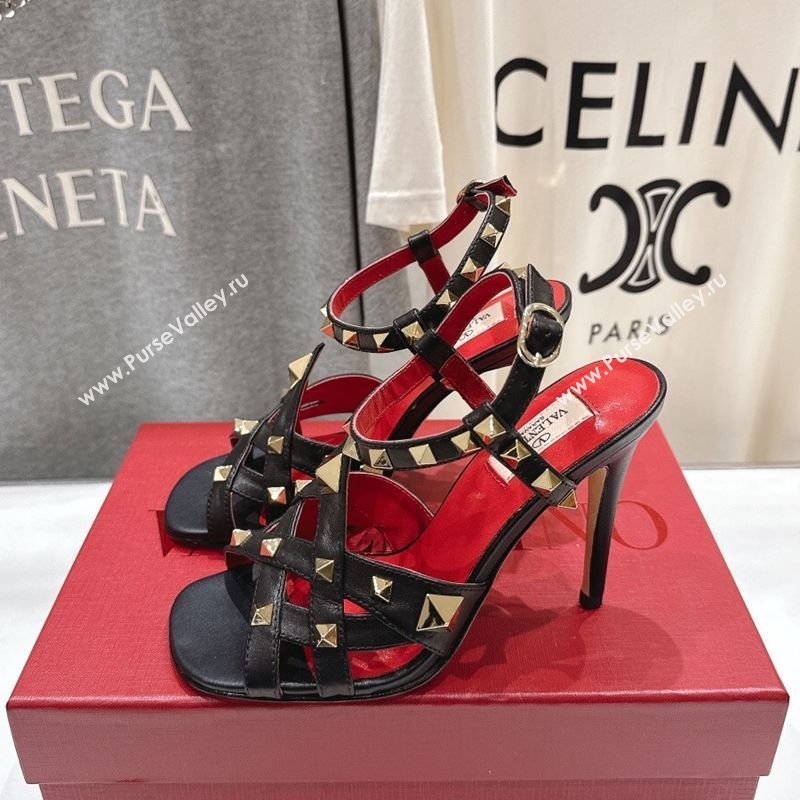 Valentino Studdy Heel Sandals 9.5cm in Calfskin Leather Black 2026 0224 (MD-260224039)