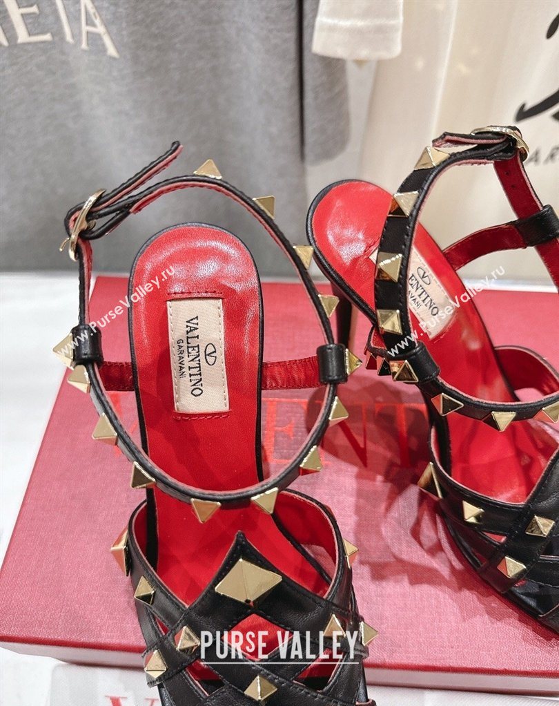 Valentino Studdy Heel Sandals 9.5cm in Calfskin Leather Black 2026 0224 (MD-260224039)