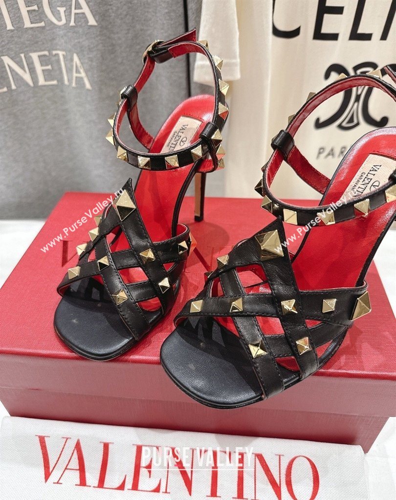 Valentino Studdy Heel Sandals 9.5cm in Calfskin Leather Black 2026 0224 (MD-260224039)