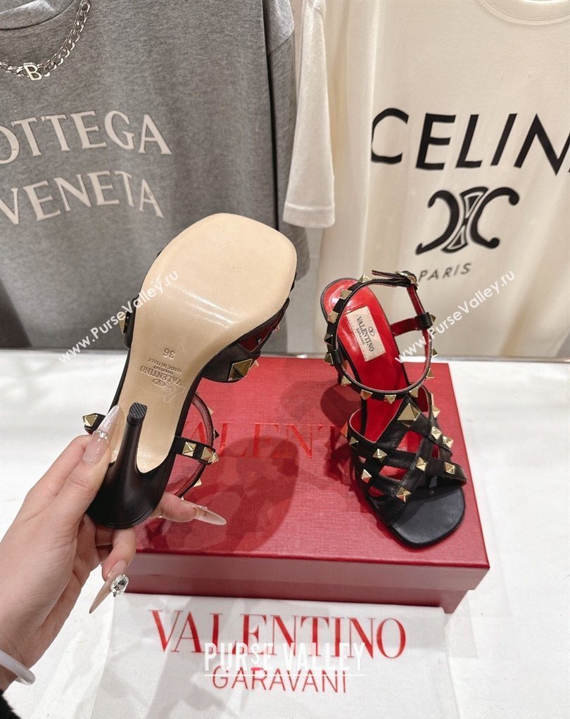 Valentino Studdy Heel Sandals 9.5cm in Calfskin Leather Black 2026 0224 (MD-260224039)