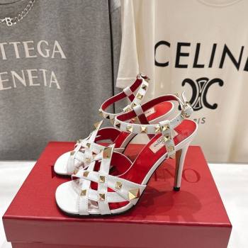 Valentino Studdy Heel Sandals 9.5cm in Calfskin Leather White 2026 0224 (MD-260224040)