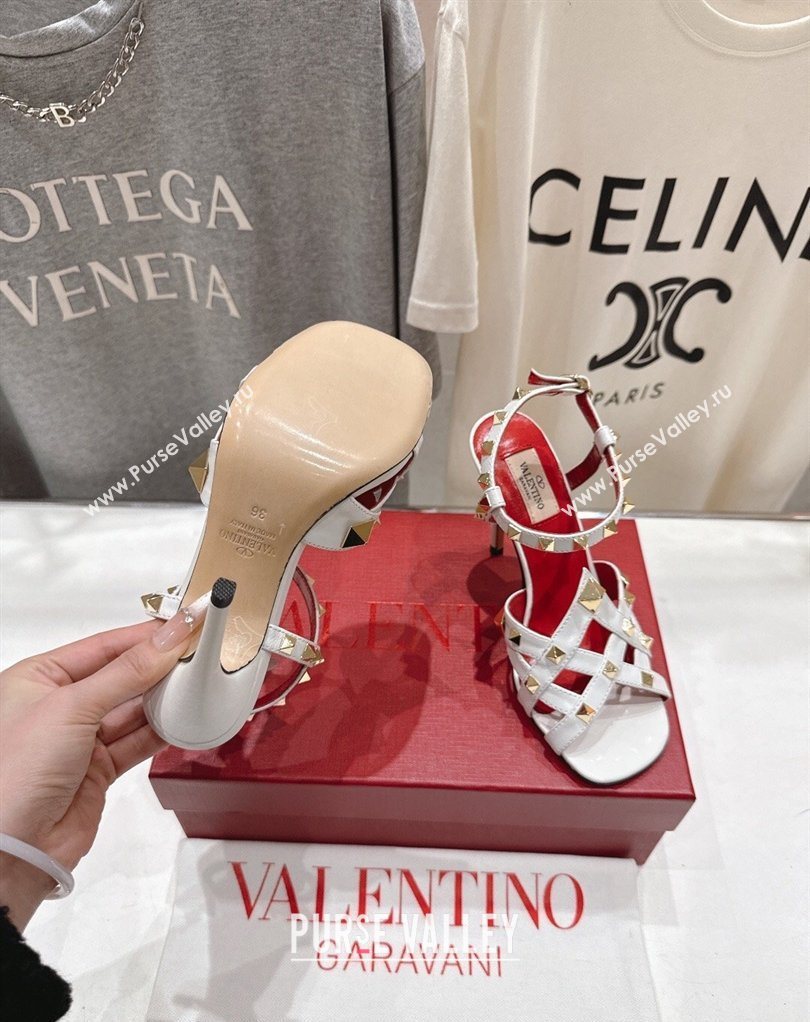 Valentino Studdy Heel Sandals 9.5cm in Calfskin Leather White 2026 0224 (MD-260224040)