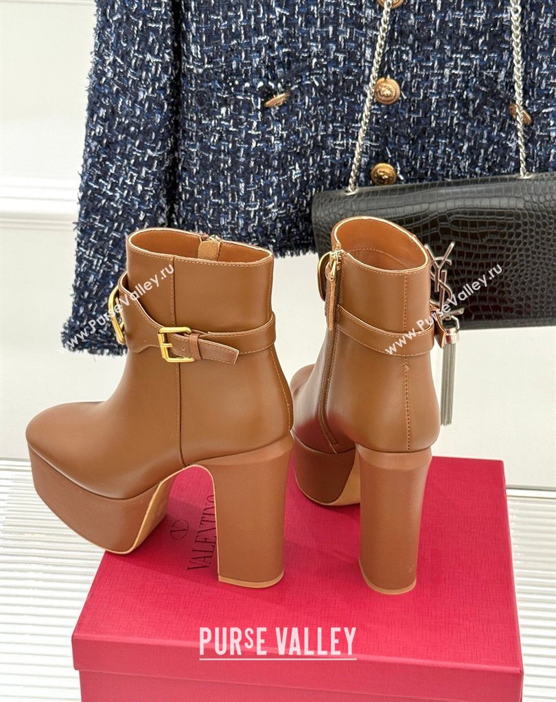 Valentino VLOGO Signature Platform Ankle Boots 12.5cm in Calfskin Leather Brown 2026 0224 (MD-260224027)