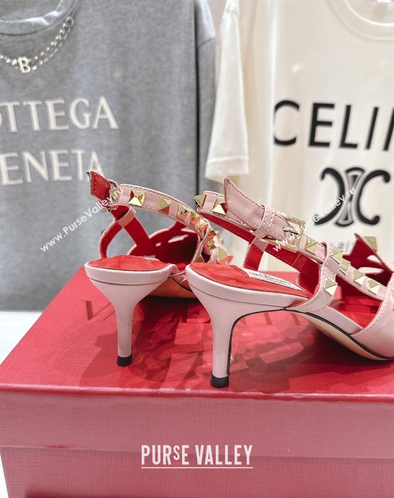 Valentino Studdy Slingback Pumps 6.5cm in Calfskin Leather Pink 2026 0224 (MD-260224045)