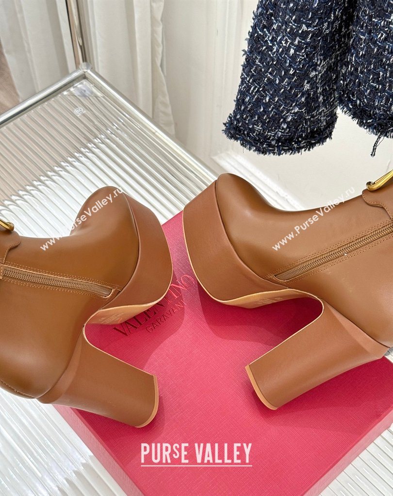 Valentino VLOGO Signature Platform Ankle Boots 12.5cm in Calfskin Leather Brown 2026 0224 (MD-260224027)