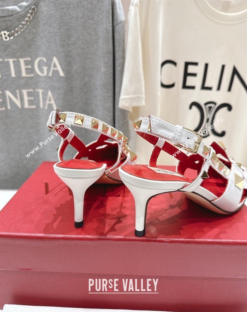 Valentino Studdy Slingback Pumps 6.5cm in Calfskin Leather White 2026 0224 (MD-260224046)